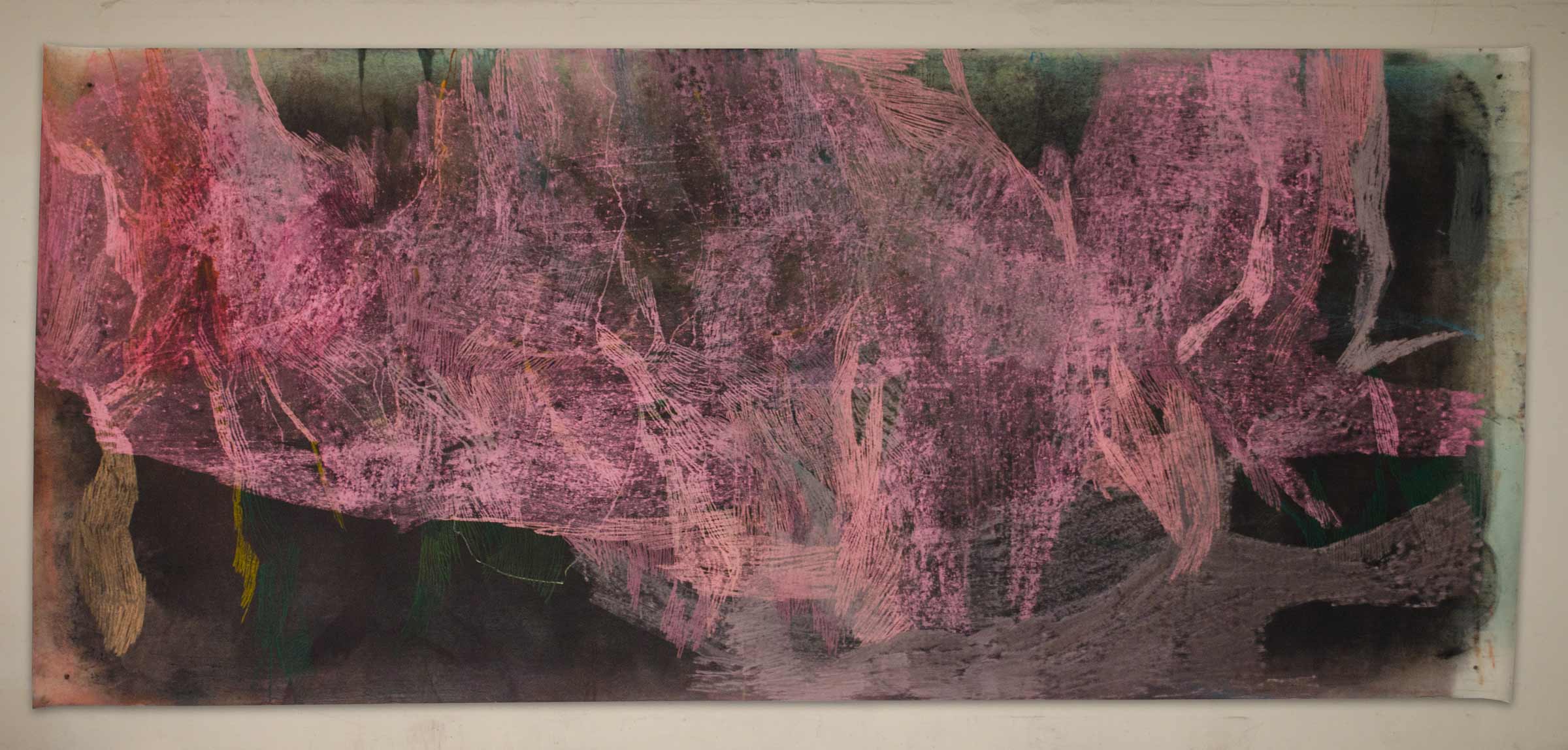Gespinst, 2013, 150 x 430 cm, Kreide und Pigment auf Papier